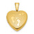 Sterling Silver Gold-plated Polished Front/Brushed Back Foot Prints with Hearts 12mm Heart Locket