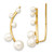 Sterling Silver Gold-tone Flash Gold-plated 3-6mm White Round Freshwater Cultured Pearl Ear Climber Earrings