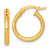 Sterling Silver Gold-tone Polished 2.00mm x 15mm Round Tube Hoop Earrings