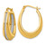 Sterling Silver Gold-tone Polished and Twisted Glitter In and Out Oval Hoop Earrings