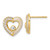 Sterling Silver Gold-tone Polished CZ and Champagne Enamel Open Heart Post Earrings