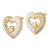 Sterling Silver Gold-tone Polished CZ and Champagne Enamel Open Heart Post Earrings