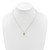 Sterling Silver Gold-tone Polished Mother of Pearl Heart and CZ Cross 14 Inch with 3 Inch Extension Children's Necklace