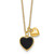Sterling Silver Gold-tone Polished Onyx and CZ Hearts 14 Inch with 3 Inch Extension Children's Necklace