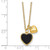 Sterling Silver Gold-tone Polished Onyx and CZ Hearts 14 Inch with 3 Inch Extension Children's Necklace