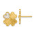 Sterling Silver Gold-tone Polished with White Enamel Lucky 4-Leaf Clover Post Earrings