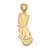 14K 3-D Polished and Bow Sitting Cat Charm