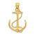 14K 3-D Polished and Textured Anchor w/Rope Charm