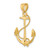 14K 3-D Polished and Textured Anchor w/Rope Charm