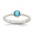 Sterling Silver Light Blue Round Bezel CZ Ring - QR-785D09E1-2421