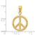 14k 3D Polished Peace Sign Charm