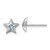 Sterling Silver Madi K Rhodium-plated Polished Blue Crystal Center Star Childrens Post Earrings