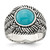 Sterling Silver Oxidized Imitation Turquoise Ring - QR-A393720F-9600