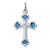 Sterling Silver Platinum-plated Blue Enameled Budded Cross Charm