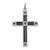 Sterling Silver Platinum-plated Enameled & Blue CZ Cross Pendant