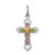 Sterling Silver Platinum-plated Polished Epoxy & Gold-plated Cross Pendant - QC-F33CAA1F-7166
