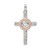 Sterling Silver Plat-plate Rose & Gold-tone Vibrant CZ Cross Pendant