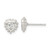 Sterling Silver Polished & Beaded Edge Heart CZ Post Earrings