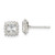 Sterling Silver Polished & Beaded Edge Square CZ Post Earrings