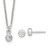 Sterling Silver Polished 4mm White CZ Childrens 14 inch Necklace and Post Earrings Set
