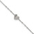 Sterling Silver Polished and Beaded Heart 9 inch with 1 inch Extension Anklet
