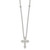 Sterling Silver Polished and Beaded White CZ Budded Cross 16.5 inch with 1 inch Extension Necklace