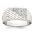 Sterling Silver Polished and Grooved White CZ Size 10 Mens Ring