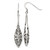 Sterling Silver Polished Antiqued Floral Teardrop Shepherd Hook Earrings