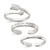 Sterling Silver Polished Arrow/Chain Link/Plain Set of 3 Toe Rings
