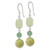 Sterling Silver Polished Aventurine & Jade Flower Dangle Earrings