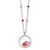 Sterling Silver Polished Beaded Red and Pink Enameled Hearts in Circle Childrens 14 inch Necklace