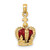 14K 3-D w/ Red Enamel Inside Crown w/ Cross On top Charm