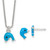 Sterling Silver Polished Blue and Black Enameled Dolphin Childrens 14 inch Necklace and Post Earrings Set