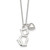 Sterling Silver Polished Cat Silhouette and Puffed Heart Charm 16 inch Necklace