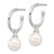 Sterling Silver Polished Dangling 10mm Glass Pearl Post C-Hoop Earrings