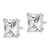 Sterling Silver Polished Emerald-cut 10x8mm Basket Set CZ Stud Earrings