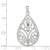 Sterling Silver Polished Filigree Diamond-cut Teardrop Pendant