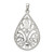 Sterling Silver Polished Filigree Diamond-cut Teardrop Pendant