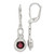 Sterling Silver Polished Garnet Knot Leverback Dangle Earrings