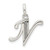 Sterling Silver Polished Glitter Enamel Letter N Initial Charm