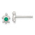 Sterling Silver Polished Green CZ Turtle Mini Post Earrings