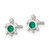 Sterling Silver Polished Green CZ Turtle Mini Post Earrings