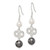 Sterling Silver Polished Grey & White Glass Pearl Infinity Dangle Earrings