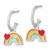 Sterling Silver Polished Grooved Enameled Heart on Rainbow Dangle Childrens C-Hoop Post Earrings