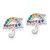 Sterling Silver Polished Multi-color Nano Crystals Umbrella Childrens Post Earrings