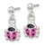 Sterling Silver Polished Pink and Black Enameled Ladybug Dangle Childrens Post Earrings