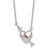 Sterling Silver Polished Pink and White CZ Heart and Arrow 16 inch with 2 inch Extension Necklace