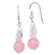 Sterling Silver Polished Pink Crystal, Jade & Mother of Pearl Dangle Earrin