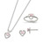 Sterling Silver Polished Pink CZ Heart Children's 15in Necklace, Size 3 Ring & Post Earrings Set