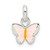 Sterling Silver Polished Pink/Orange Enamel Butterfly Children's Pendant